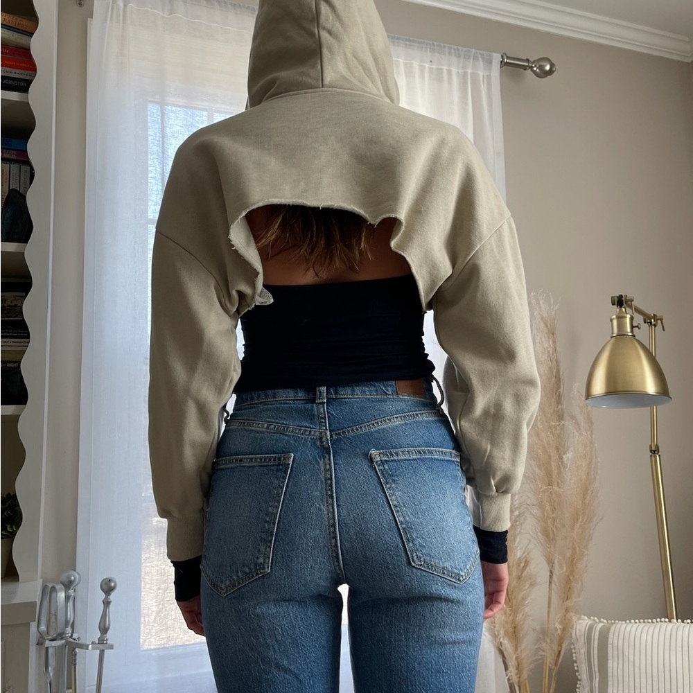 Zara Tan Cropped Hoodie